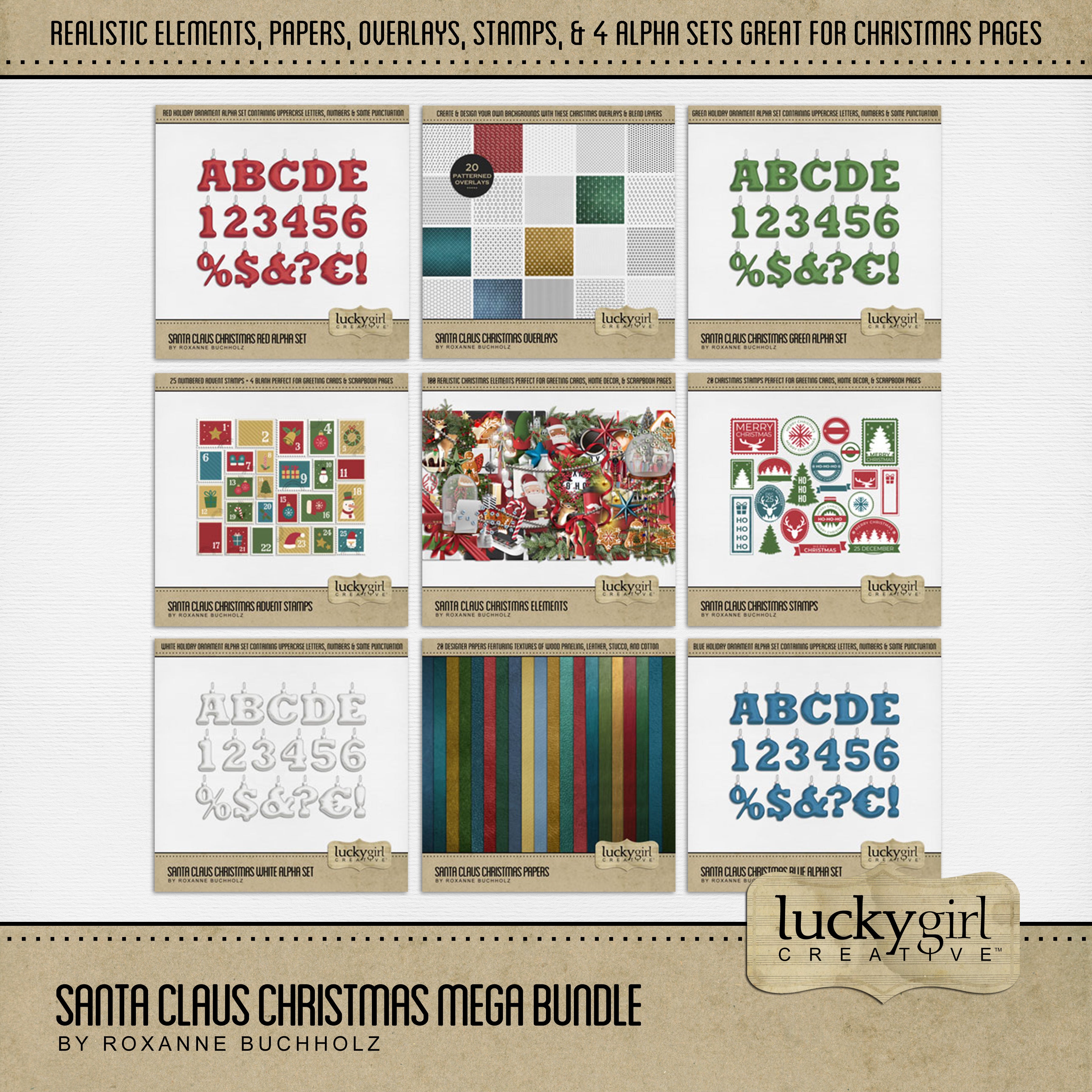 Santa Claus Christmas Silhouettes Digital Scrapbook Kit