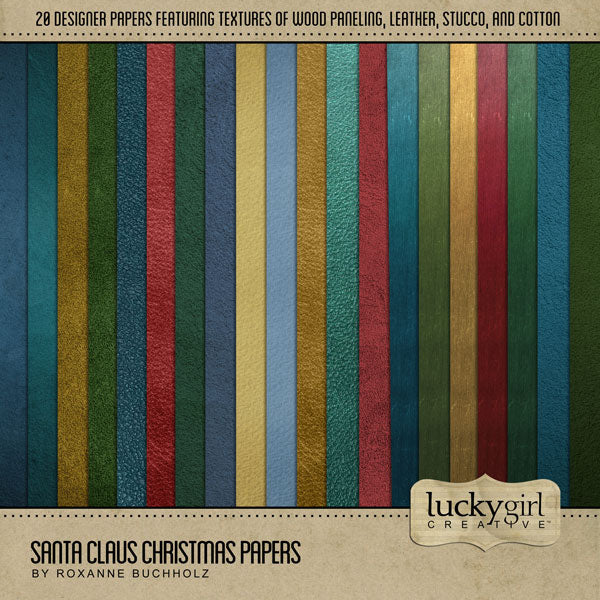 Santa Claus Christmas Papers Digital Scrapbook Kit