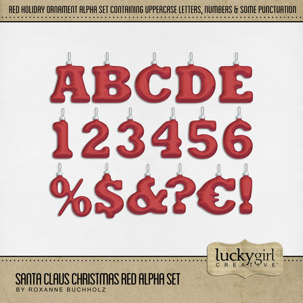 Santa Claus Christmas Red Alpha Digital Scrapbook Kit