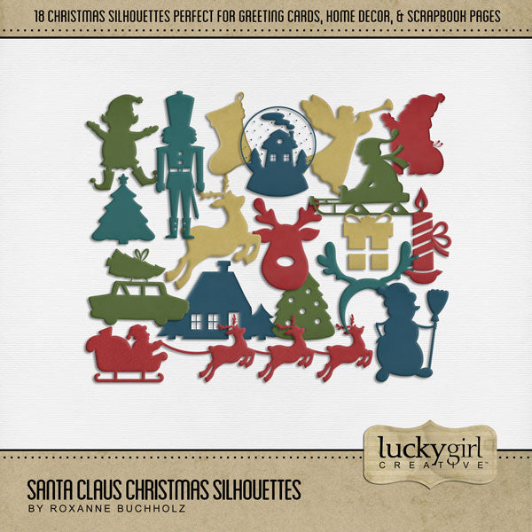 Santa Claus Christmas Silhouettes Digital Scrapbook Kit