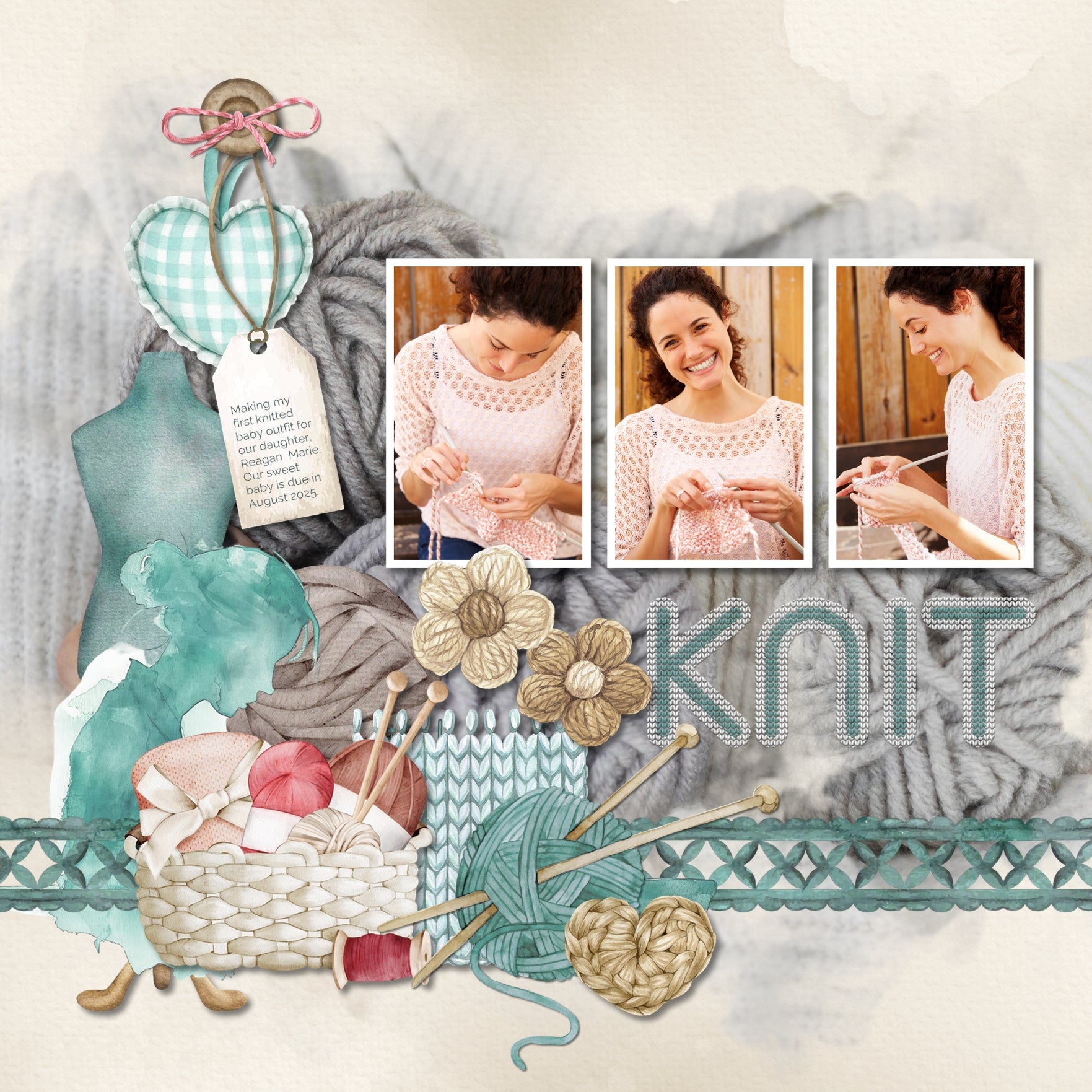 Whether you love to stitch or sew, these digital scrapbooking embellishments, clusters, and word art by Lucky Girl Creative digital art will help you document your favorite hobby or craft - crochet, embroider, cross stitch, sew, knit, or craft with fabric. Embellishments include yarn, wicker basket, clothes, socks, sweater, cotton, crochet flowers, crocket hook, embroidery basket, embroidered flowers, embroidery hoop, thread, floss, fabric, seamstress, material, arm chair, heart, knitting basket, and more.
