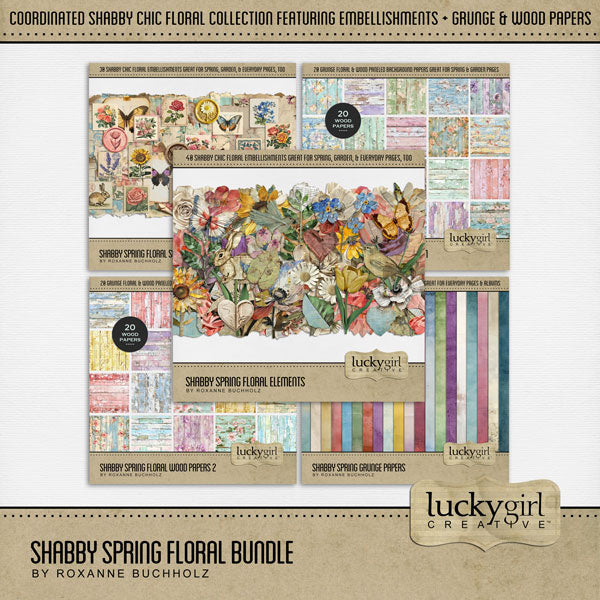 Add these beautiful vintage spring ephemera embellishments, grunge papers, and wood papers by Lucky Girl Creative digital art to all your digital scrapbooking pages. Great for spring, Easter, and garden pages! Embellishments include mixed media newspaper flowers, bunny rabbit, butterfly, bird, leaves, branch, leaf, sunflower, rose, lavender, cherry blossom, daisy, poppy, peony, lotus, forget me not, lily, tulip, heart, scraps of floral paper, wax seals, floral postage stamps, and more.