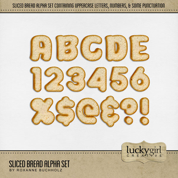 Showcase your favorite food, meals, restaurants, recipes, and cookbook favorites with these fun digital scrapbooking alphabet letters, numbers, and punctuation by Lucky Girl Creative digital art great for creating one-of-a-kind page titles. Great for school lunches, sandwiches, and baking!