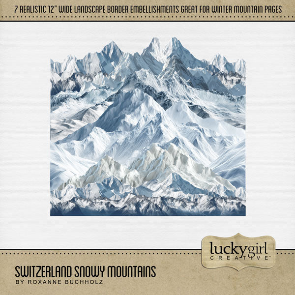 Switzerland Snowy Mountains Digital Scrapbook Kit