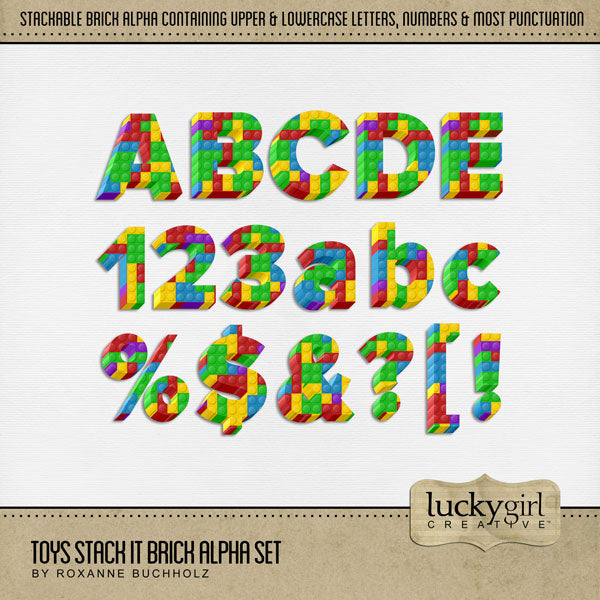 Toys Stack It Brick Alpha Digital Scrapbook Kit
