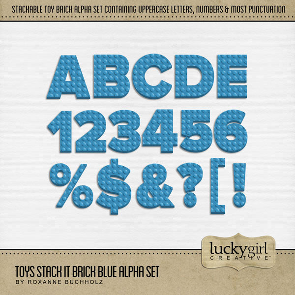 Toys Stack It Brick Blue Alpha Digital Scrapbook Kit