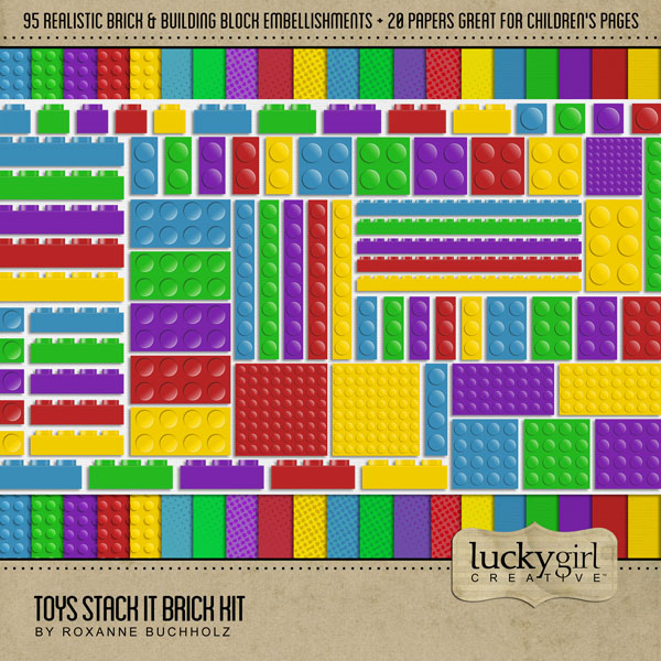 Toys Stack It Brick Digital Scrapbook Kit