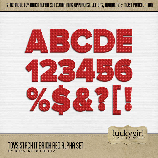 Toys Stack It Brick Red Alpha Digital Scrapbook Kit
