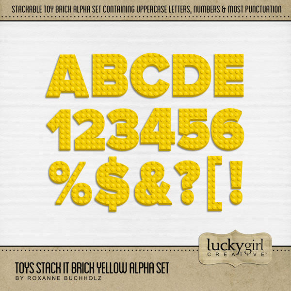 Toys Stack It Brick Yellow Alpha Digital Scrapbook Kit