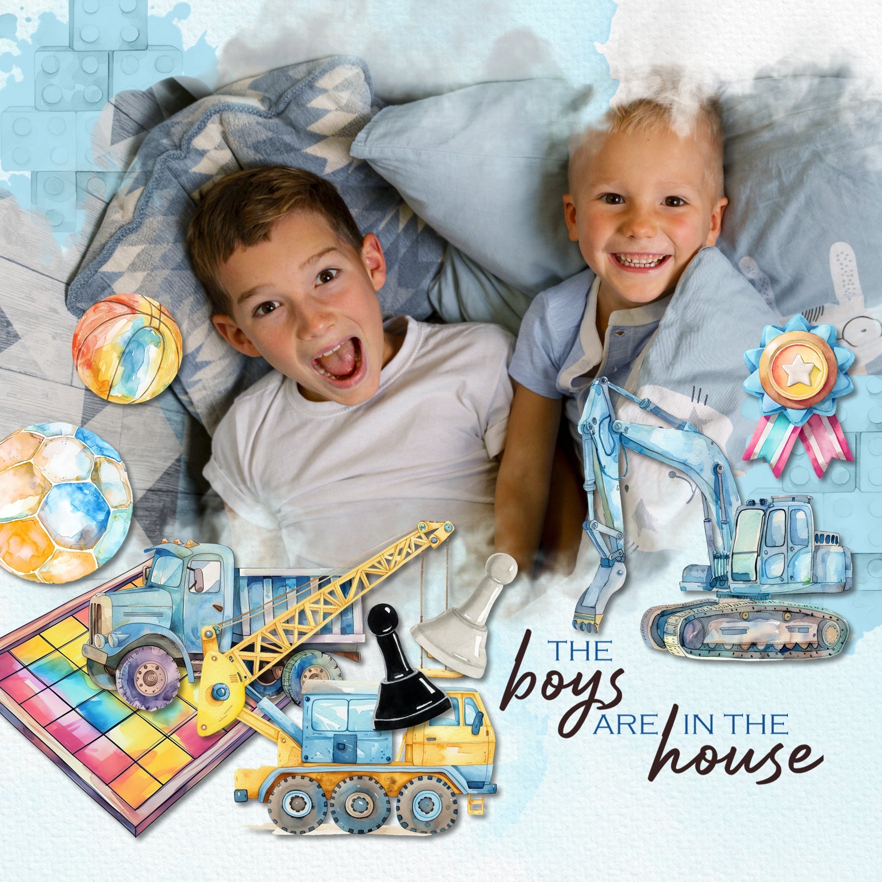 Toys, toys, toys! Have fun documenting your favorite childhood memories with these fun watercolor toy embellishments and pretty papers by Lucky Girl Creative digital art. Great for boys or girls - from baby, toddler, child, tween, and teen! Embellishments include airplane, plane, pet, gecko, lizard, arcade game, watercolor paint, artist, canvas, astronaut, ribbon, award, prize, baby carriage, backpack, bean bag chair, bicycle, tricycle, bike, blocks, chess pieces, board game, bounce house, and more.