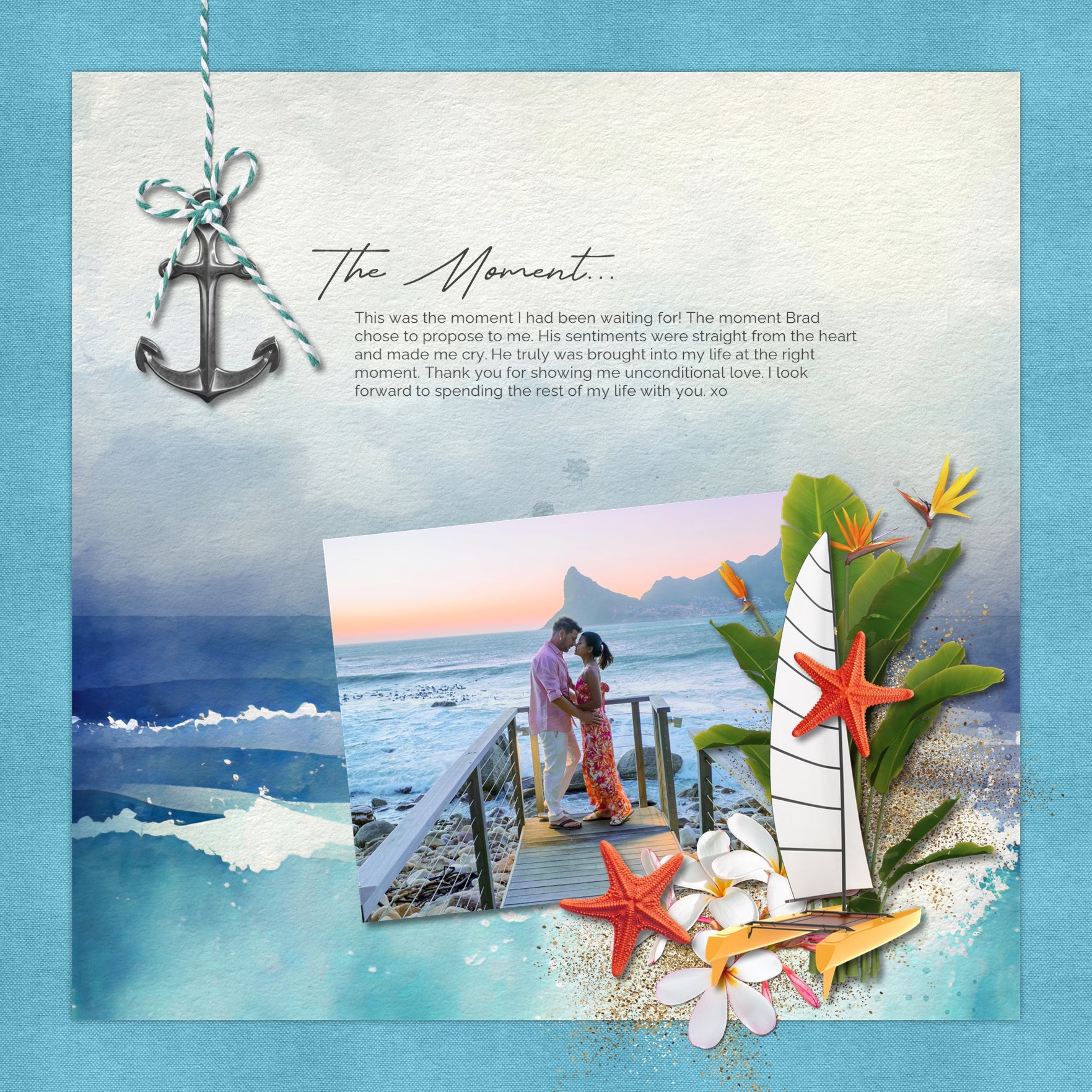Highlight your tropical vacation and cruise ship excursion memories with these beautiful realistic digital embellishments and watercolor papers by Lucky Girl Creative. Great for holidays to Hawaii, the Caribbean, Florida, California, cruise ship adventures, and beach vacations.