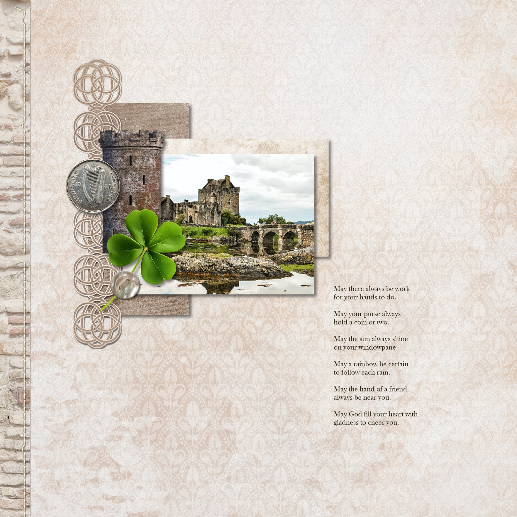 Celebrate the United Kingdom, England, Scotland, Northern Ireland, Wales, and all of Europe with these realistic digital art embellishments by Lucky Girl Creative. Great for adding that historic, vintage, and antique look to all your pages including family heritage and genealogy.