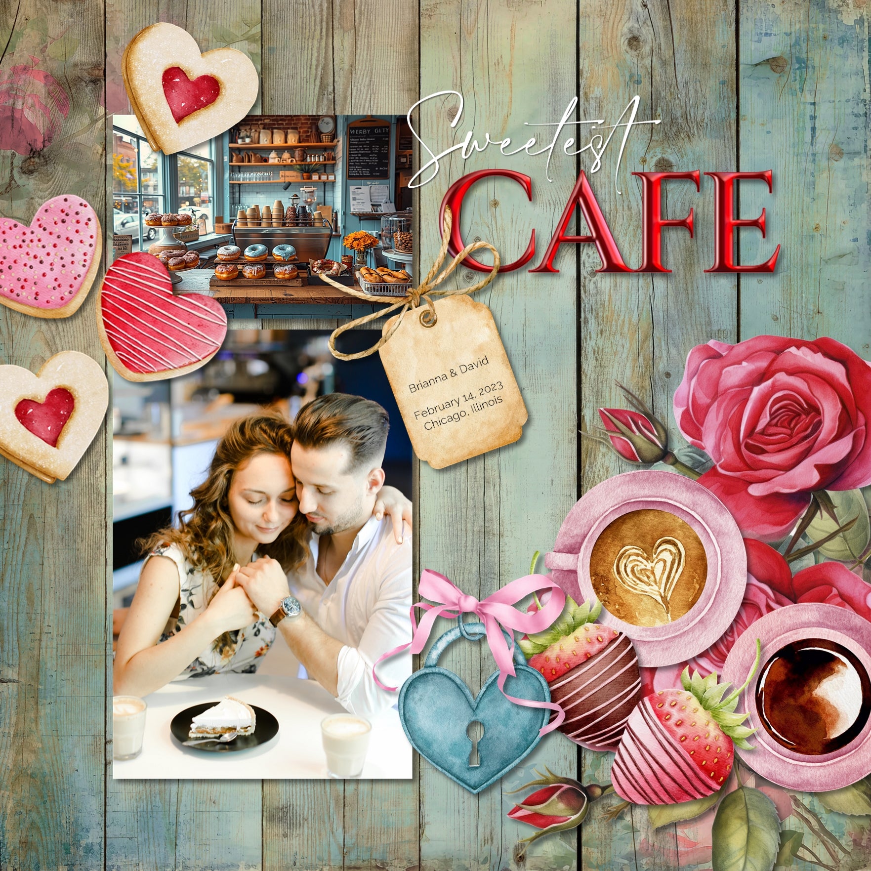 Valentine Watercolor Elements Digital Scrapbook Kit