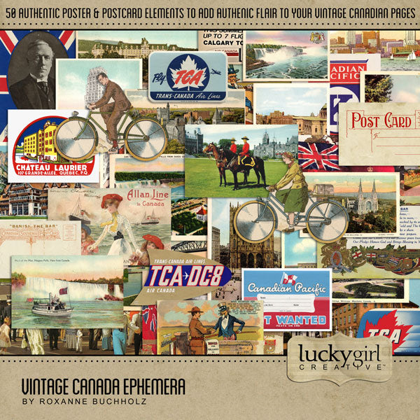 Vintage Canada Ephemera Digital Scrapbook Kit
