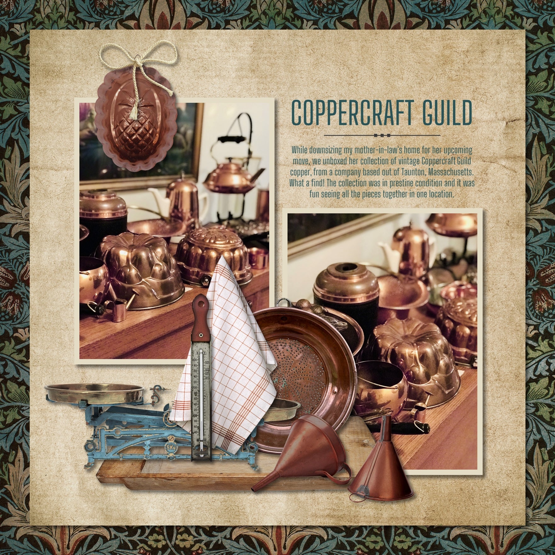 This digital art kit by Lucky Girl Creative is full of vintage kitchen embellishments and papers. Made with love, this vintage kitchen kit is perfect for recalling favorite family recipes handed down from generation to generation.
