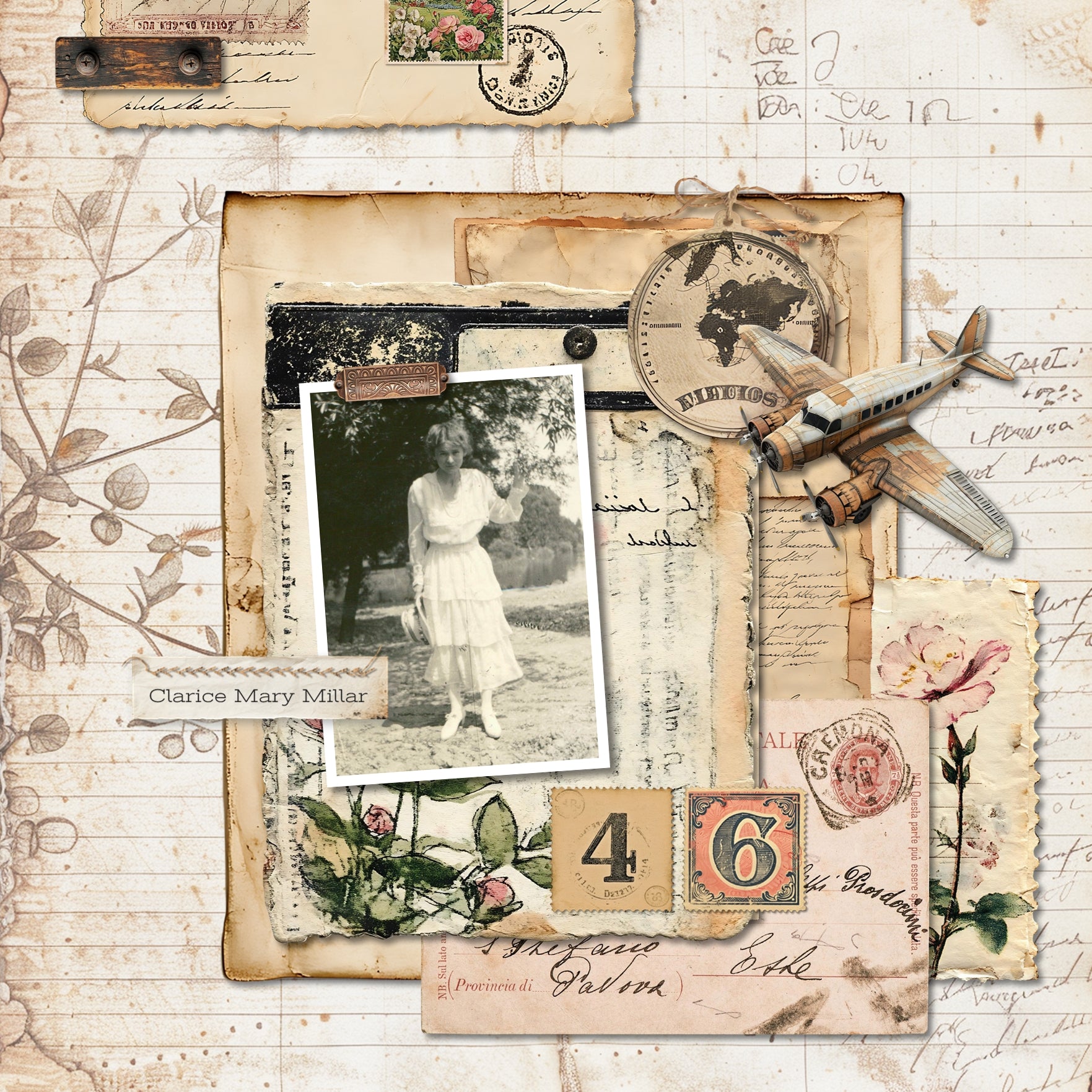 Add these vintage postage stamps including alphabet letters and numbers by Lucky Girl Creative digital art to all your digital scrapbooking pages and mix-and-match them on various projects throughout the year! Great for monograms, family history, heritage, and genealogy projects! The Vintage Postage Stamp Alpha consists of a full set of digital art uppercase alphabet letters A-Z, numbers 0-9, and an ampersand and dollar sign. This alpha set is available as individual embellishments only.
