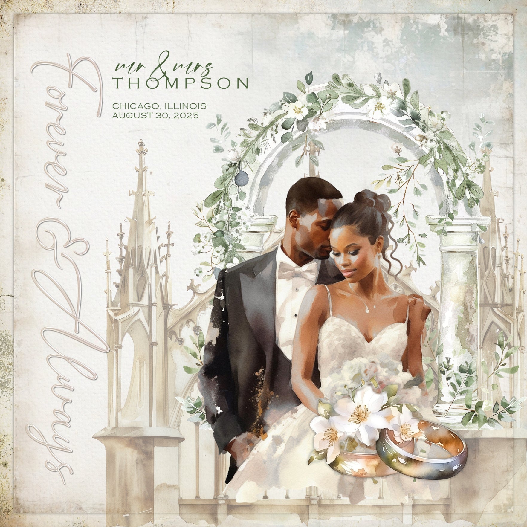 Celebrate the bride and groom, remember the beautiful wedding day, the getting ready activities, and the reception party with elegant watercolor embellishments and pretty papers by Lucky Girl Creative digital art to add to all your wedding and bridal shower pages! Perfect for the ceremony at the church, the vows, and the reception. Wedding embellishments include angel, wings, balloon, bell, bird cage, Bible, book, ribbon, bow, cake, tea service, bride, bridge, butterfly, wedding cake, candle, and more.