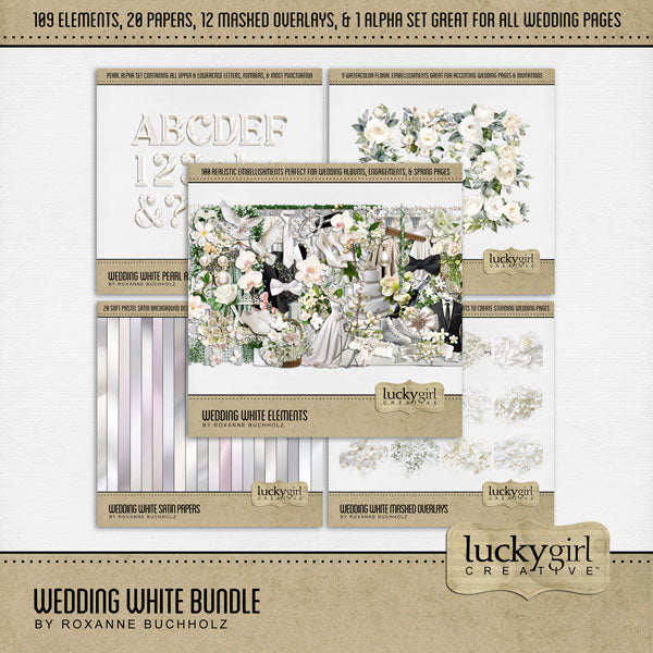 Wedding White Digital Scrapbook Bundle