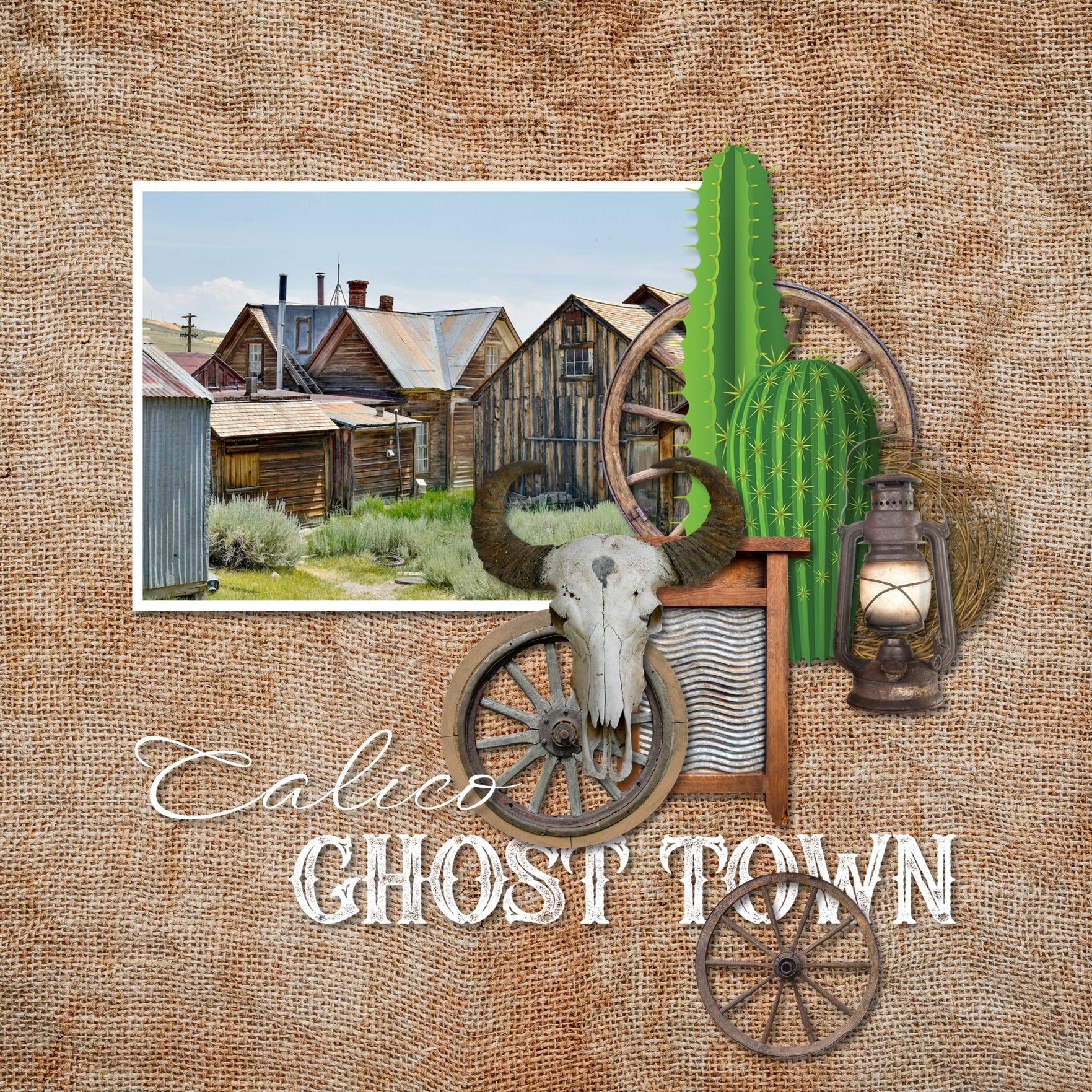 he Wild West Town Digital Scrapbook Bundle by Lucky Girl Creative features authentic western and desert embellishments, papers, clusters, and an alpha set. Easy to use for western-inspired digital scrapbook pages including travels to the Southwest (Arizona, Colorado, Utah, Nevada, New Mexico), cowboy and cowgirl dances and hoedowns, rodeo and ranch events, ghost towns, vacations to the desert, Mexico, and so much more!