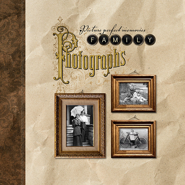 The Vintage Memories Digital Scrapbook Bundle 5 contains beautiful digital art papers, vintage frames, and antique embellishments which are the perfect way to accent your vintage family history or genealogy projects.