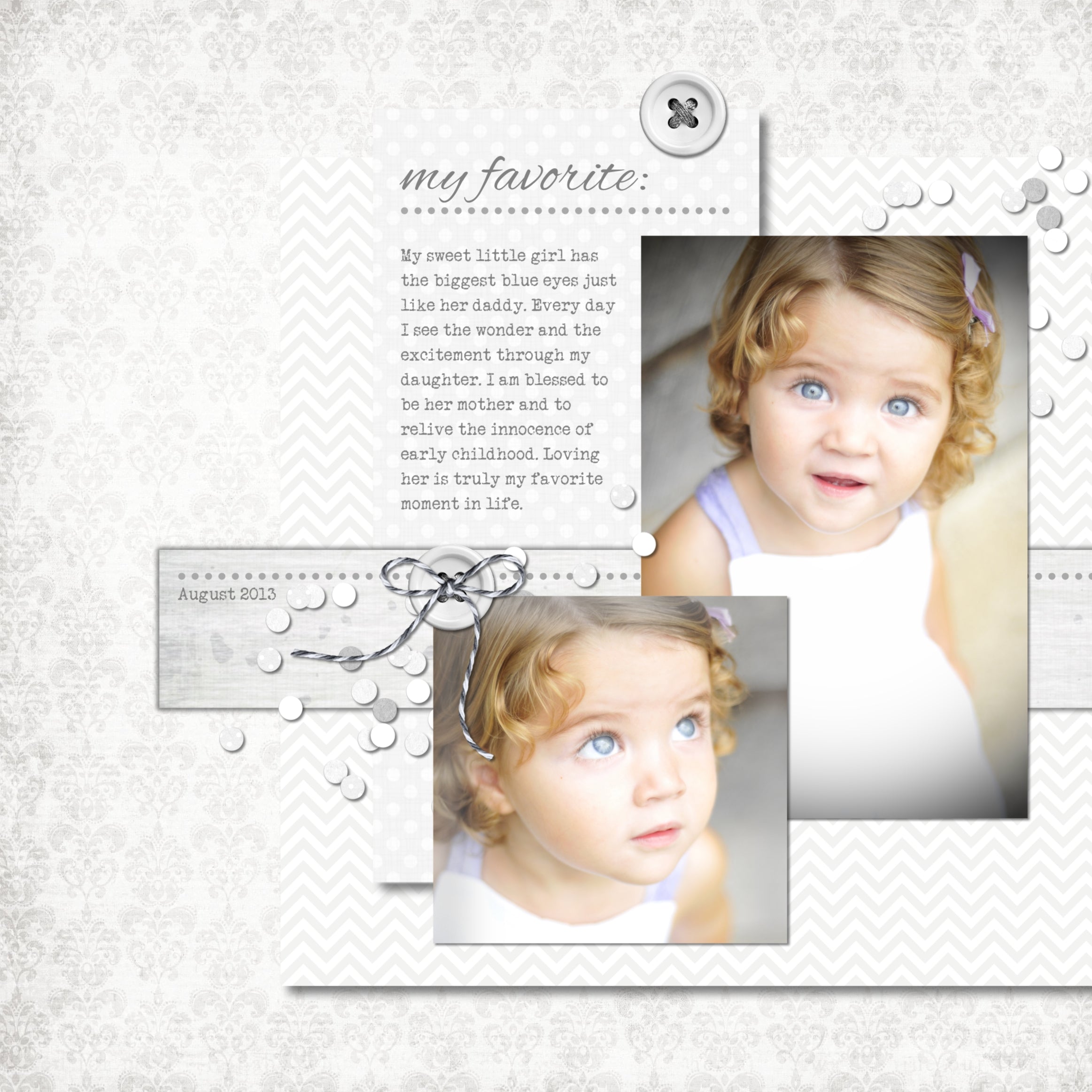 Wonderfully White Papers Digital Scrapbook Kit was designed to offer you a complete set of 24 matching white digital art papers. Often white papers from different collections vary in their shade of white so they never match exactly. These 24 papers were designed together and match each other perfectly to give your designs that overall consistent look and feel. To expand this collection, be sure to look for Wonderfully White Extras Digital Scrapbook Kit.