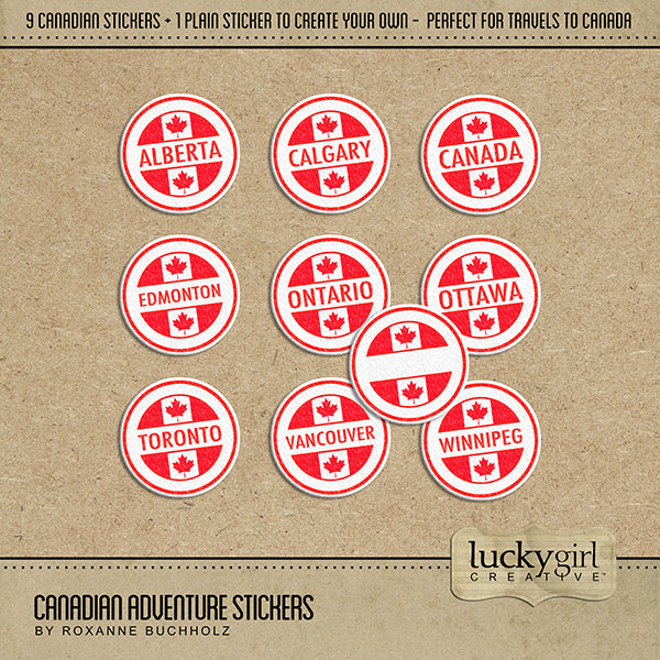 Adventure and explore Canada with these fun digital stickers. Includes Alberta, Calgary, Canada, Edmonton, Ontario, Ottawa, Toronto, Vancouver, Winnipeg, and a plain sticker to create your own. Great for vacations across Canada!