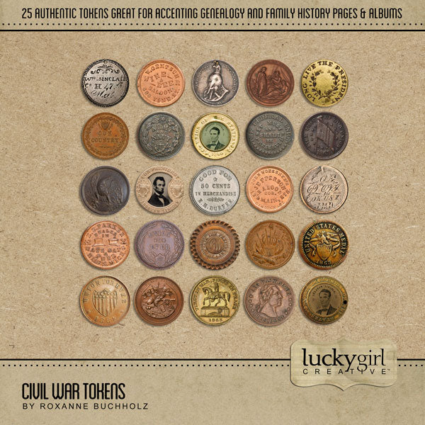 Extensively researched and years in the making, this Civil War Mega series by Lucky Girl Creative has everything you need to accent your family history and genealogy projects. The collection is also great for American Civil War History buffs, Civil War reenactments, Grand Army of the Republic (GAR), and vacations to tour Civil War battlefields and battle sites throughout the United States.