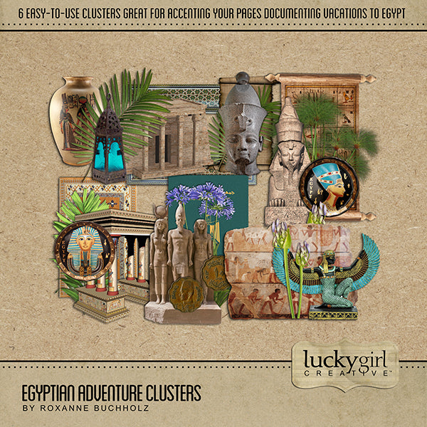 Adventure and explore through Egypt with this beautiful and realistic travel digital art kit by Lucky Girl Creative filled with easy to use pre-designed clusters.