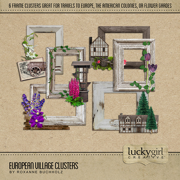 Perfect for travels to Europe, preserving memories of your European family history, or documenting the American colonies, this digital art kit features cluster frames ready to drop onto your digital pages. So easy to use as the work has been done for you.