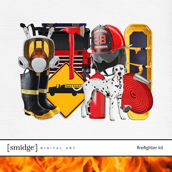 As a tribute to all the amazing rescue heroes who serve and protect their communities, this Firefighter Kit is filled with a perfect smidge of digital art elements. This kit is perfect for documenting professional firefighters and the people they serve, 911 calls, a community event, or school field trip to the firehouse.