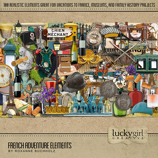 Adventure and explore through France with this beautiful and realistic travel kit filled with authentic French digital art embellishments only. Whether you have taken a holiday to France, love French cuisine, wine, or coffee shops, exploring museums, or are documenting family genealogy, this collection will authentically accent your photos.