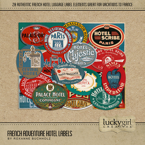 Adventure and explore through France with these beautiful vintage, realistic digital art hotel luggage label faux stickers. Great for travel and vacations to France.