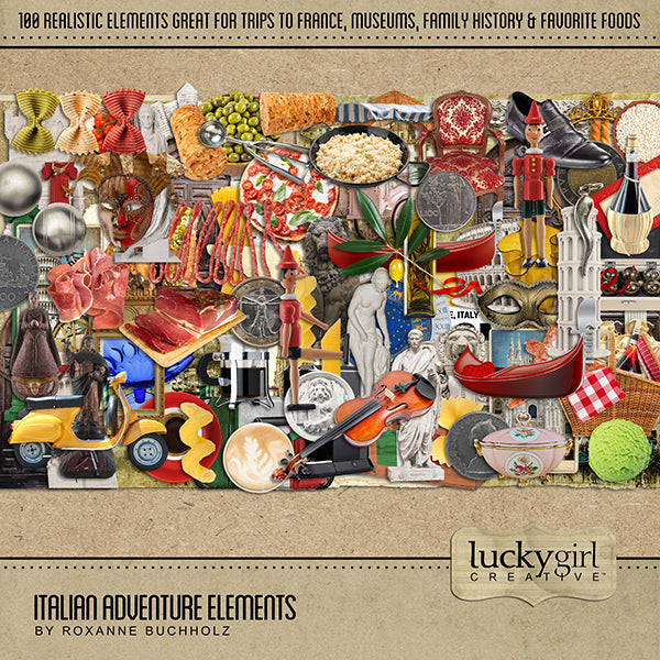 Italian Adventure Elements Digital Scrapbook Kit