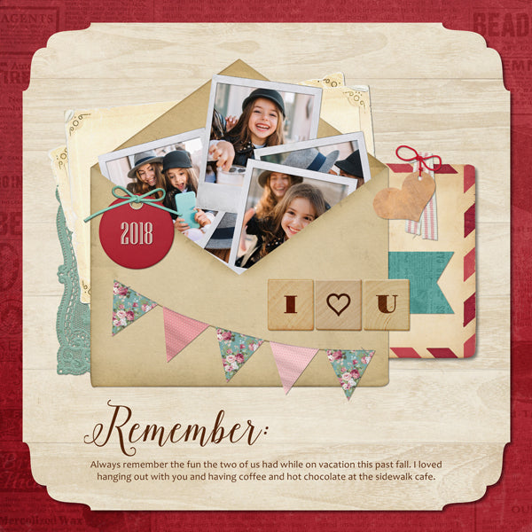 Filled with vintage textured and patterned digital art papers, this Love Letter Papers 3 Digital Scrapbook Kit will help you document your love story or Valentine's Day plus everyday projects, too. Each paper in this collection features a distressed textured paper and a coordinated newsprint textured paper in colors of brown, beige, tan, blue, teal, pink, and purple.