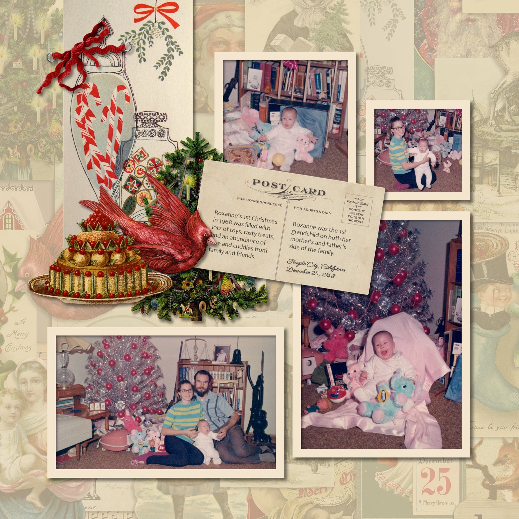 These vintage Christmas pieces of ephemera from the early 1900's will help you add character and warmth to your family genealogy projects. Collection includes 50 antique digital art embellishments including newspaper advertisements, antique postcards, and vintage labels featuring angels, Santa Claus, holiday candy, deer, reindeer, baby Jesus and Mary, fox, mistletoe, dogs, music sheets, evergreen, pine, holly, Christmas tree, cardinal, winter, village, and more.