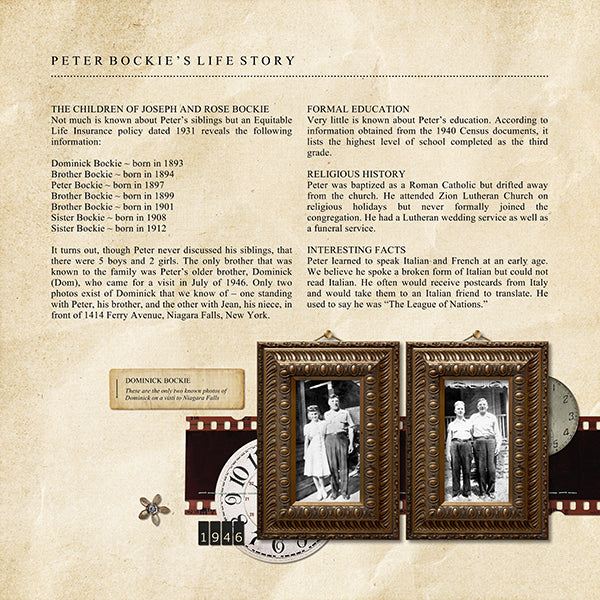 The Vintage Memories Clock Faces Digital Scrapbook Kit includes antique watch and clock faces which are the perfect way to accent your vintage family history and genealogy projects. Look to the Vintage Memories digital art collection for all coordinating kits.