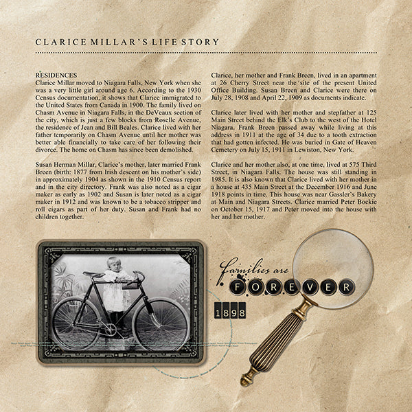 The Vintage Memories Papers 1 Digital Scrapbook Kit includes antique-inspired digital art papers are the perfect way to accent your vintage family history and genealogy projects. Very neutral in their color palette but rich in texture and pattern, these digital papers would look great on everyday projects too. Look to the Vintage Memories collection for all coordinating kits.