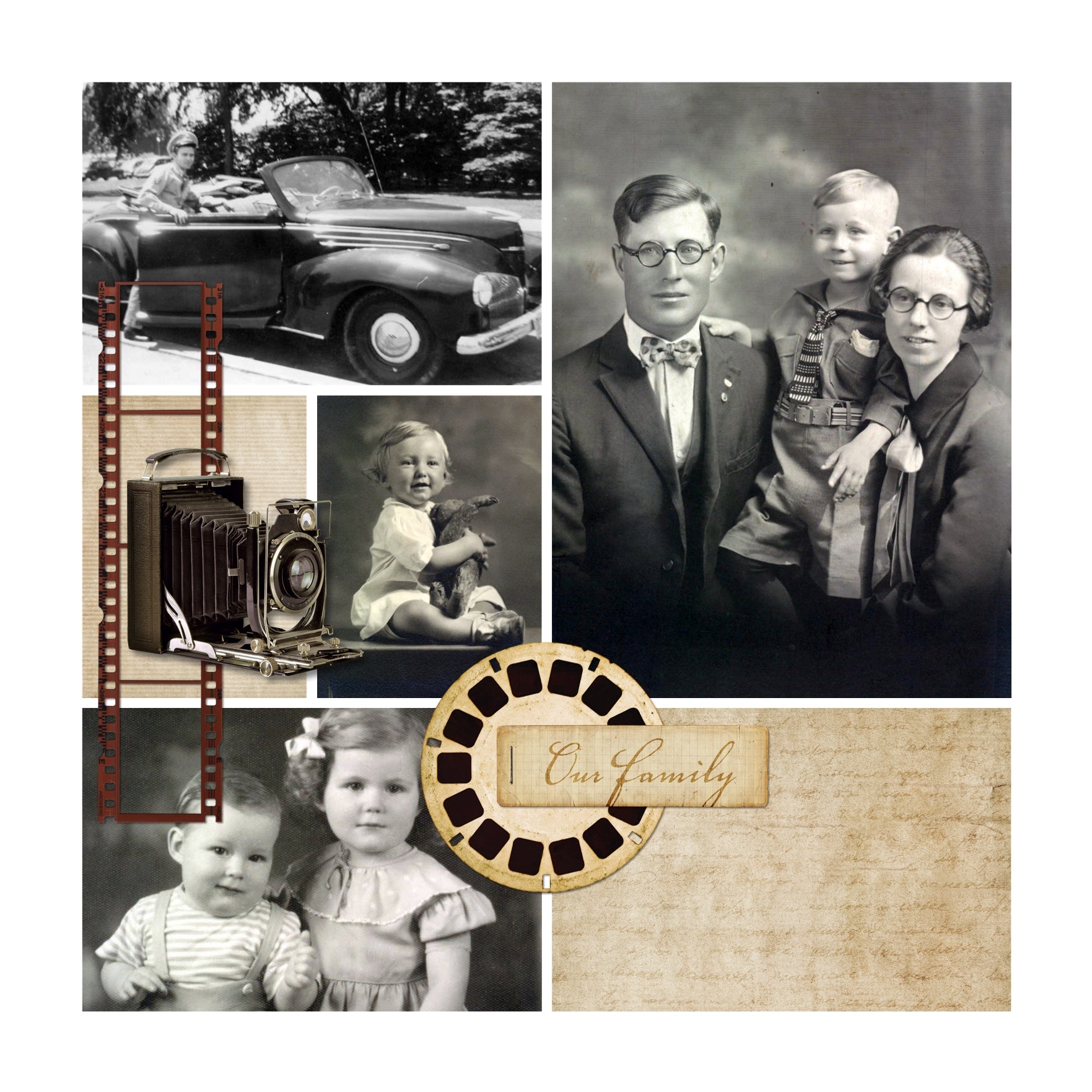The Vintage Memories Digital Scrapbook Bundle 5 contains beautiful digital art papers, vintage frames, and antique embellishments which are the perfect way to accent your vintage family history or genealogy projects.