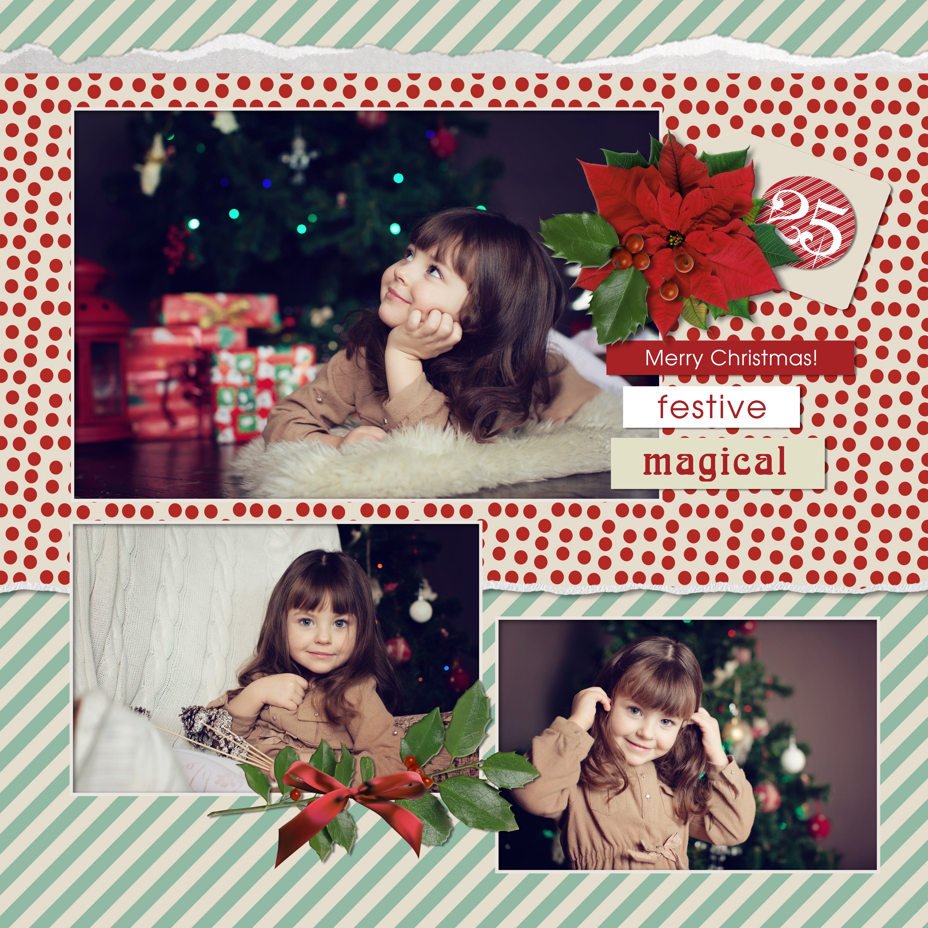 Filled with a vintage feel yet modern pattern twist, this Vintage Christmas Papers Digital Scrapbook Kit is perfect for your personal scrapbooking projects and holiday cards. Works great as a stand-alone digital art paper collection with lots of modern patterns or pairs perfectly with Vintage Christmas 1, Vintage Christmas 2, and Vintage Christmas Extras Digital Scrapbook Kits to extend your holiday scrapbooking projects.