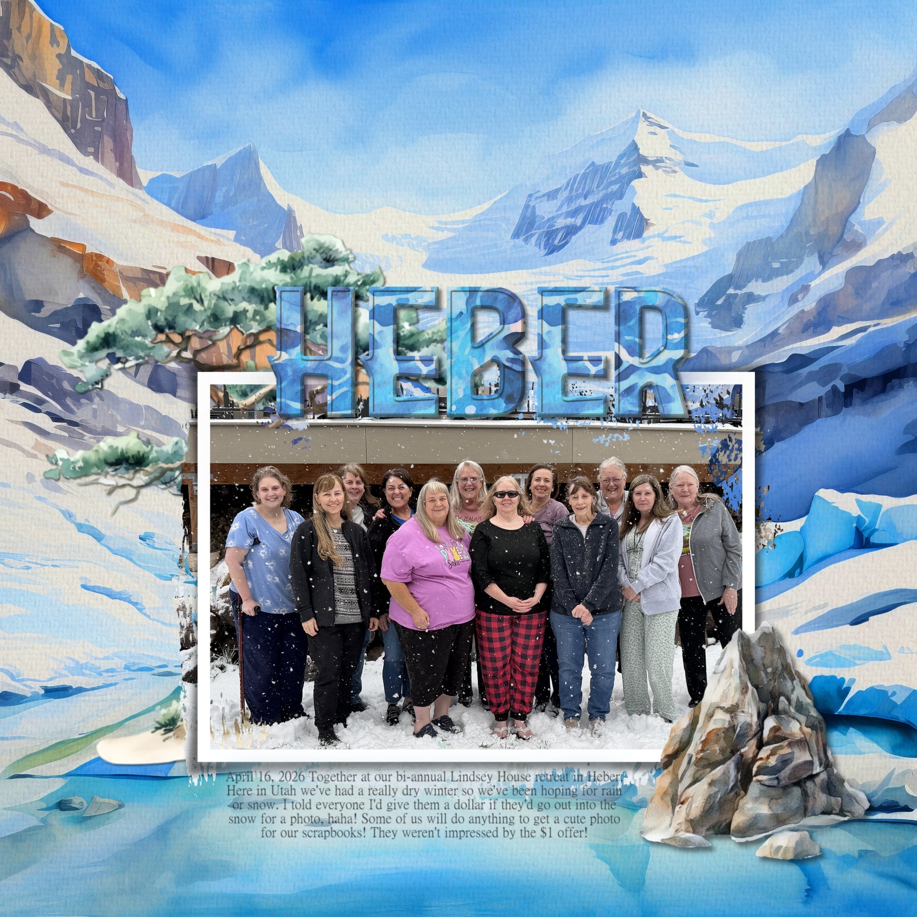 Water Watercolor Alpha Digital Scrapbook Kit