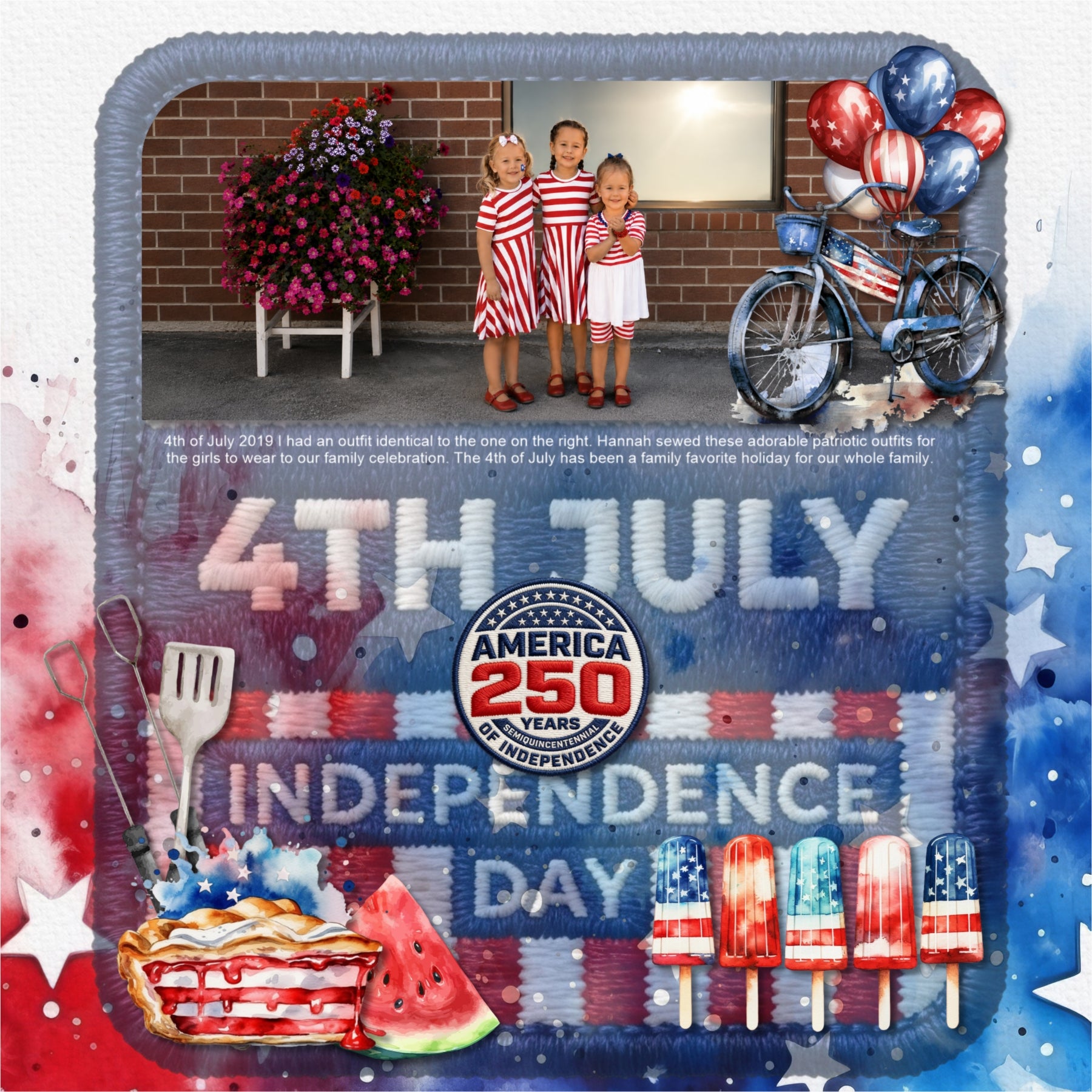 America 250 Patches Digital Scrapbook Kit