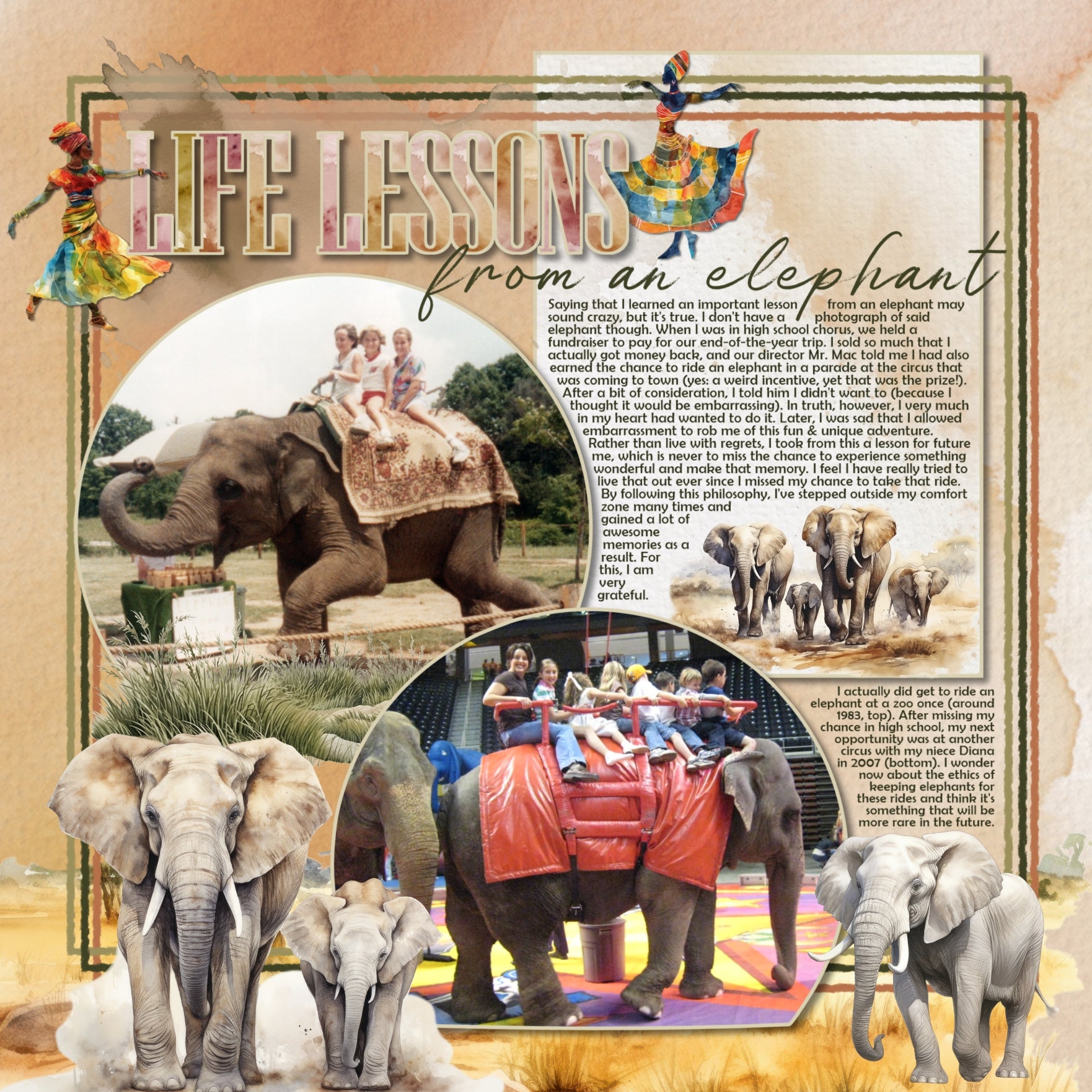 Africa Watercolor Elements Digital Scrapbook Kit