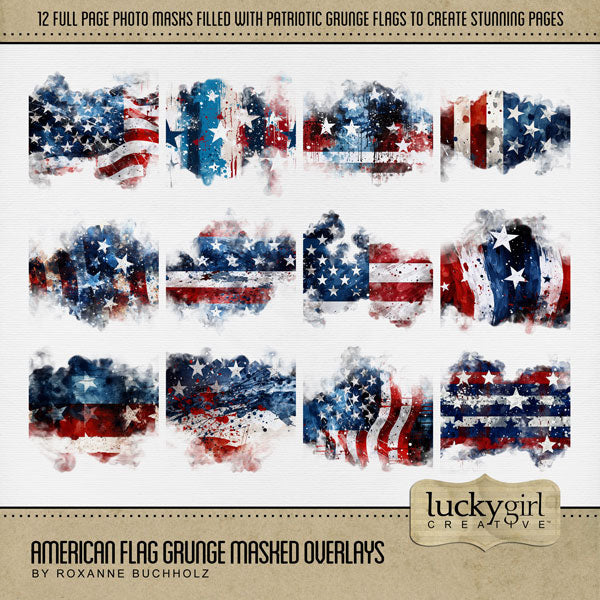 Celebrate the red, white, and blue with these patriotic USA digital scrapbooking masked photo overlays by Lucky Girl Creative digital art featuring the stars and stripes of America. With transparent edges, these masked photographs blend seamlessly into any background paper and make the perfect backdrop for all family history, genealogy, military heroes, and Independence Day and 4th of July projects.