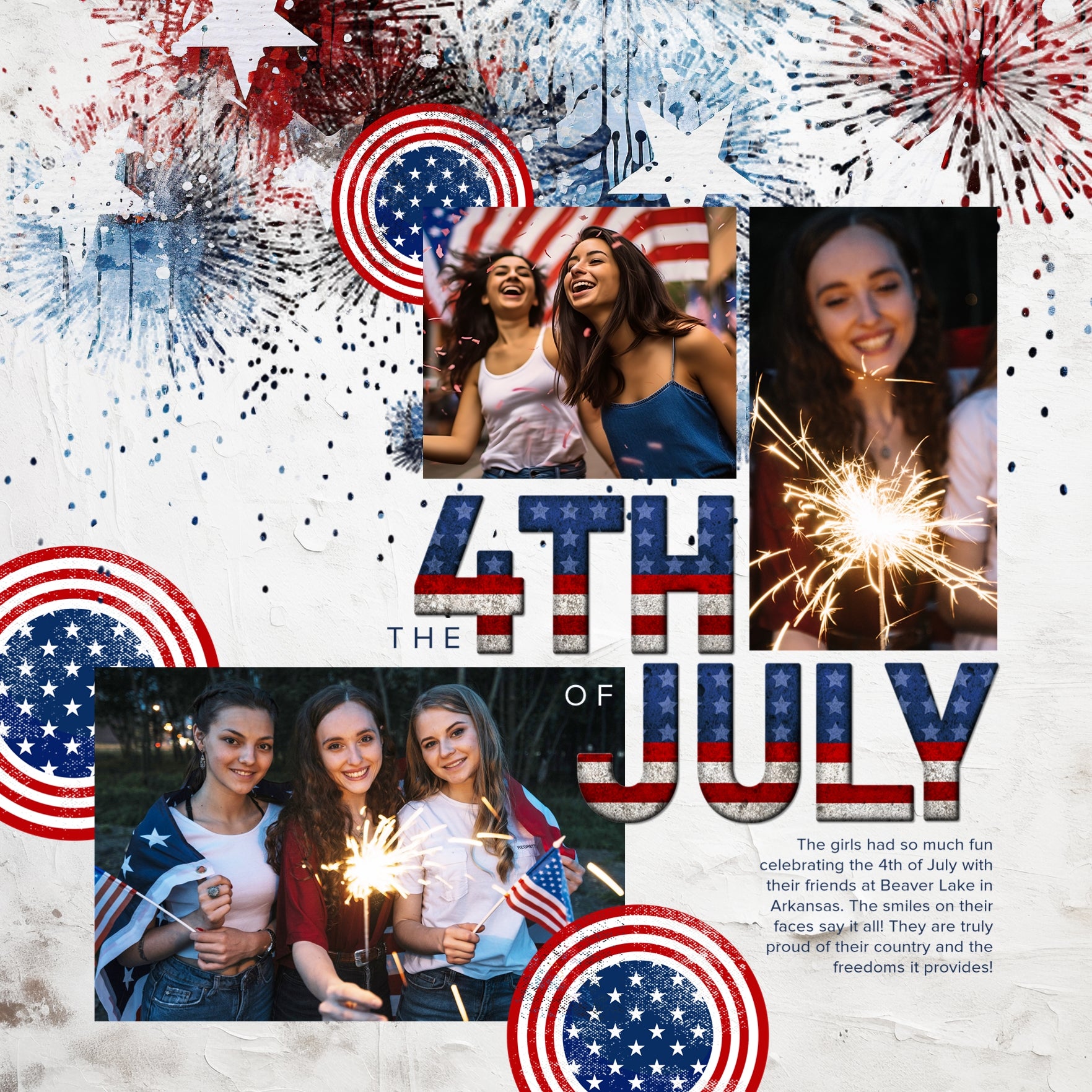 Celebrate the red, white, and blue with these patriotic USA grunge flag digital scrapbooking papers by Lucky Girl Creative digital art featuring the stars and stripes of America. Great for family history, genealogy, military heroes, and Independence Day and 4th of July projects.
