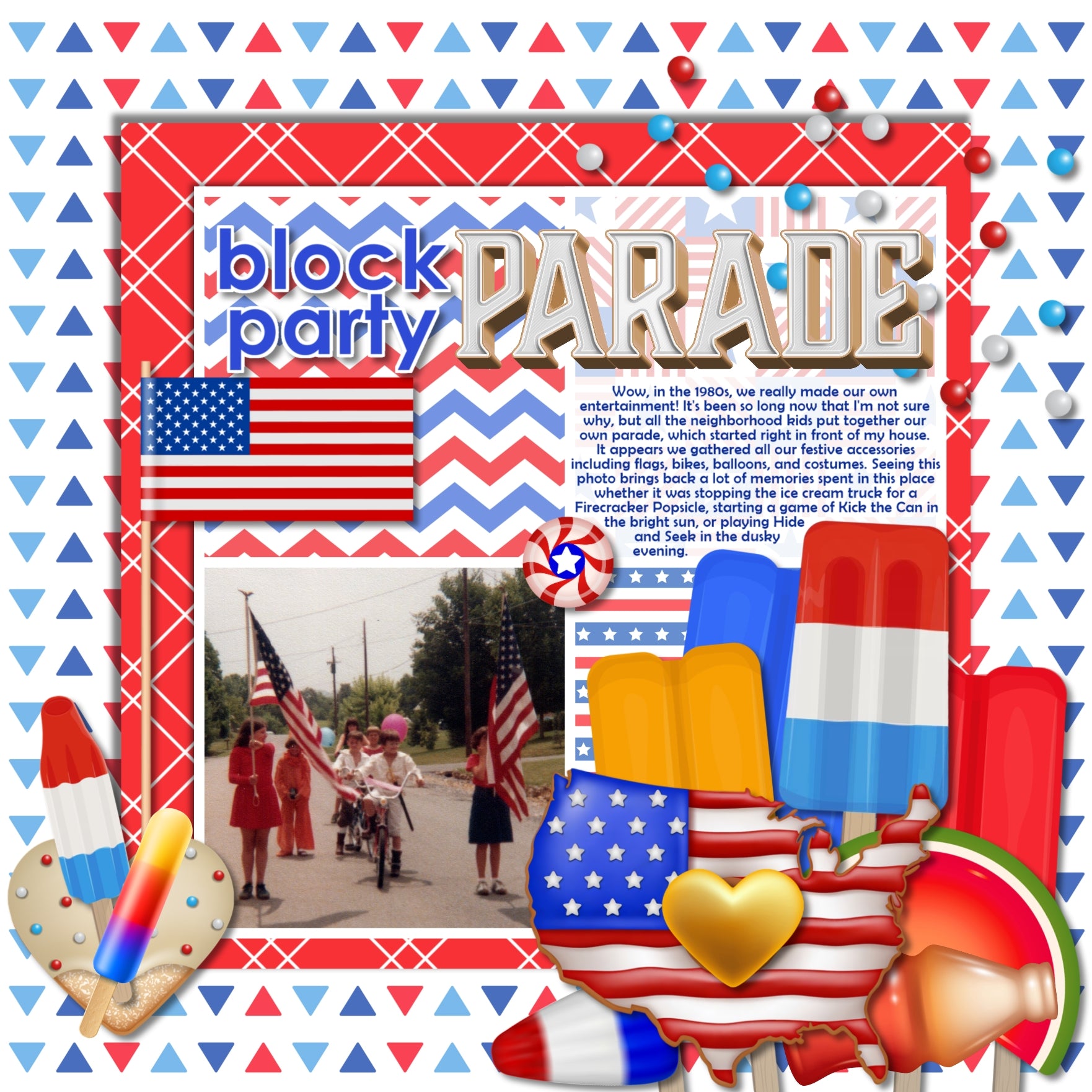 Add these sweet embellishments, bold patterned papers, clusters, and alpha sets by Lucky Girl Creative digital art to all your holiday digital scrapbooking pages! In hues of red, white, and blue, these sweet embellishments add so much fun to all your Independence Day projects including greeting cards and holiday decor. Great for vacations and holiday travel to America, too! Embellishments include candy box, cake pop, candy, candle, hard candy, chocolate, candy cane, caramel, maple, chocolate, beaver