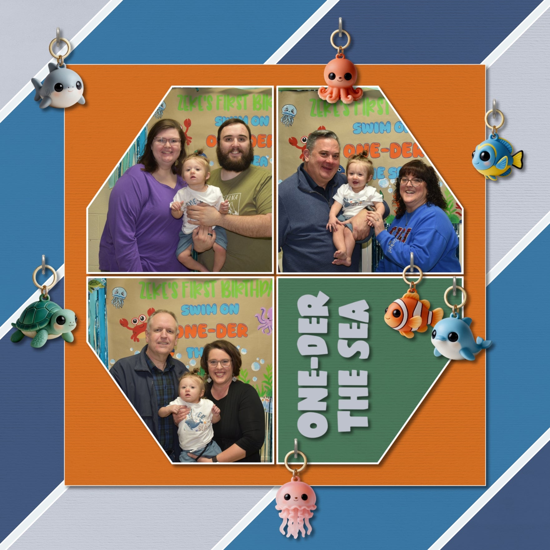 Make a splash with these adorable aquarium souvenir plastic keychains by Crafty Clover digital art for digital scrapbooking! Inspired by those adorable, colorful plastic souvenir keychains you find in aquarium gift shops, this collection brings a splash of nostalgic vacation fun to your scrapbook pages! From playful dolphins and smiling sharks to sea turtles, jellyfish, seahorses, mermaids, and other ocean favorites, each embellishment has that charming, shiny molded-plastic souvenir look.