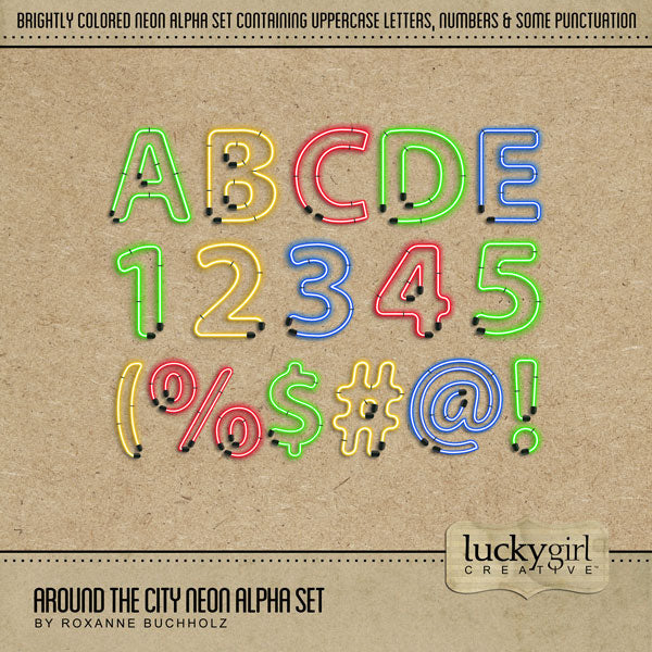 Adventure and explore the urban city with this digital neon alpha set by Lucky Girl Creative digital art full of colorful alphabets, numbers, and punctuation. Perfect for documenting your city vacation, weekend holiday, or night out on the town.