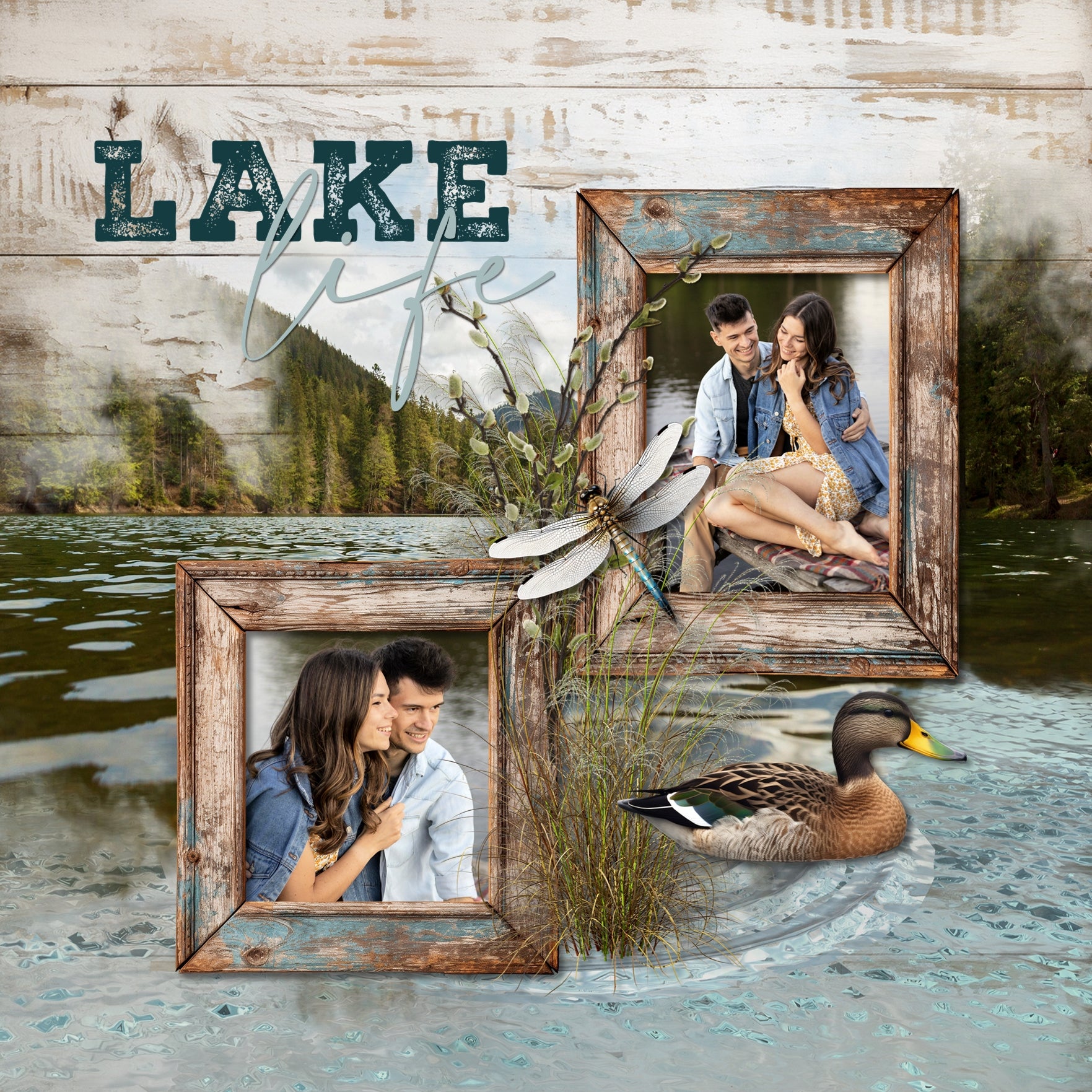 No matter what water sport you love or what lake you like to explore, these realistic transparent lake overlays by Lucky Girl Creative digital art will add a unique touch to all your digital scrapbooking pages. With transparent edges, these masked photographs blend seamlessly into any background paper and make the perfect backdrop for all travel, vacation, and outdoor and nature pages. Each embellishment is 12" x 12." 