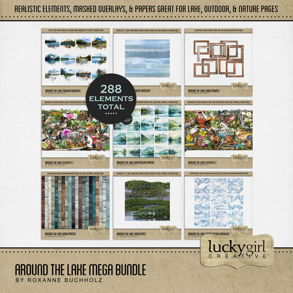 No matter what water sport you love or what lake you like to explore, this realistic bundle by Lucky Girl Creative digital art contains embellishments, papers, overlays, and frames that will add a unique touch to all your digital scrapbooking pages. Great for fishing, camping, hiking, and more! Embellishments include beaver, bullfinch, bird, cormorant, duck, mallard, loon, duckling, bird eggs, egret, crane, Canadian goose, stork, and more.