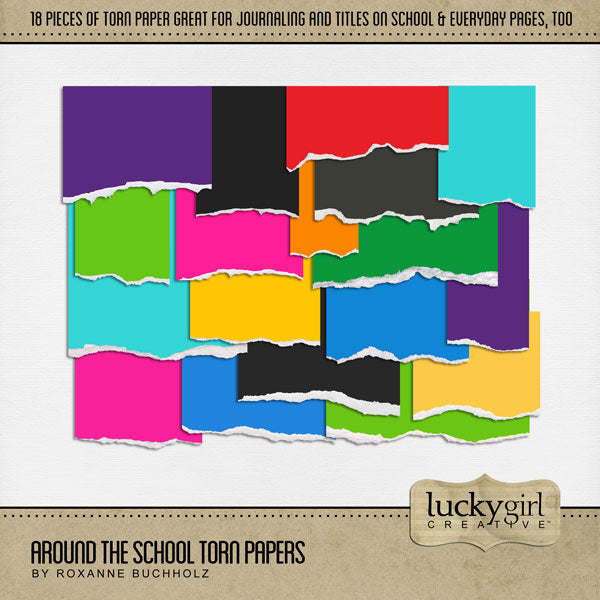 Use these fun and colorful torn paper digital art embellishments by Lucky Girl Creative to accent any page with a highlighted journaling space. Great for school projects and every day, too!